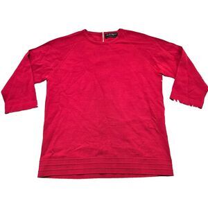 Amalfi Imports Women's Vintage Hot Pink 3/4 Sleeve 100% Wool Sweater‎ Sz M/L